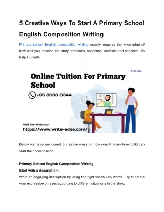 5 creative ways to start a primary school