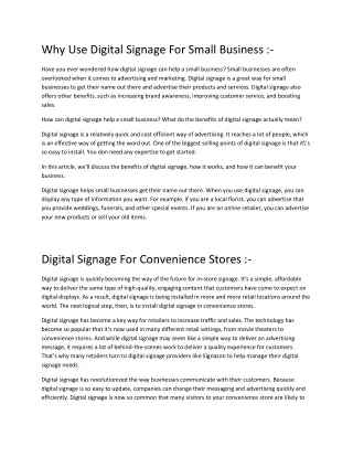 Why Use Digital Signage For Small Business