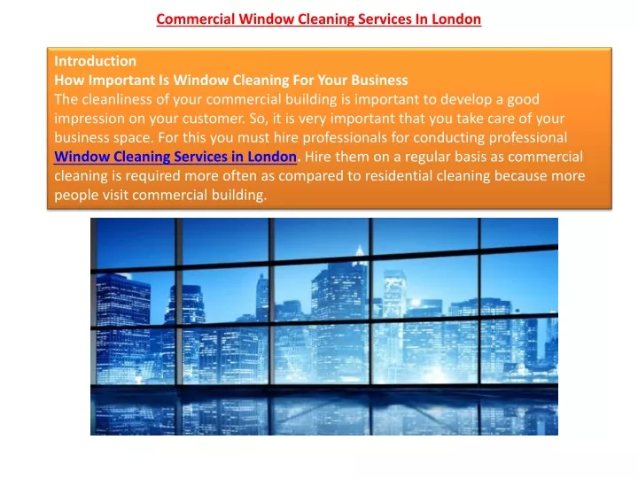 commercial window cleaning services in london