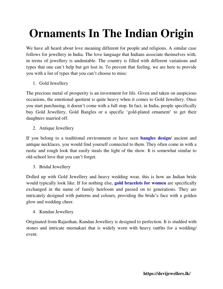 ornaments in the indian origin