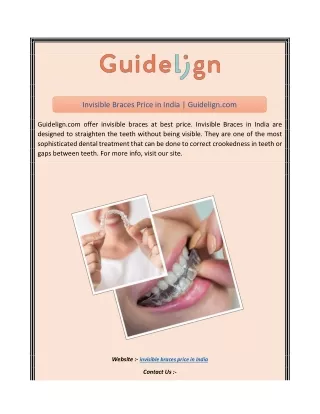 Invisible Braces Price in India Guidelign.com