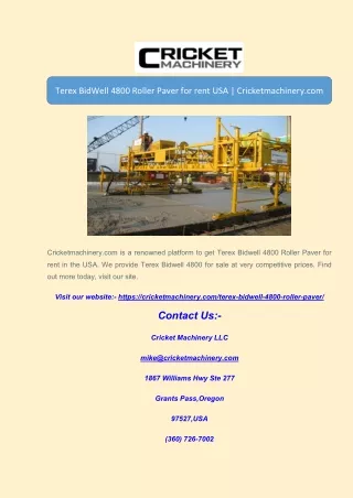 Terex BidWell 4800 Roller Paver for rent USATerex BidWell 4800 Roller Paver for