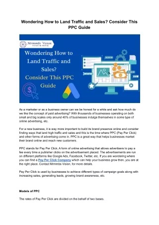 wondering how to land traffic and sales consider