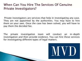 when can you hire the services of genuine private