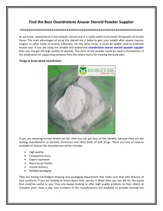 Find the Best Oxandrolone Anavar Steroid Powder Supplier