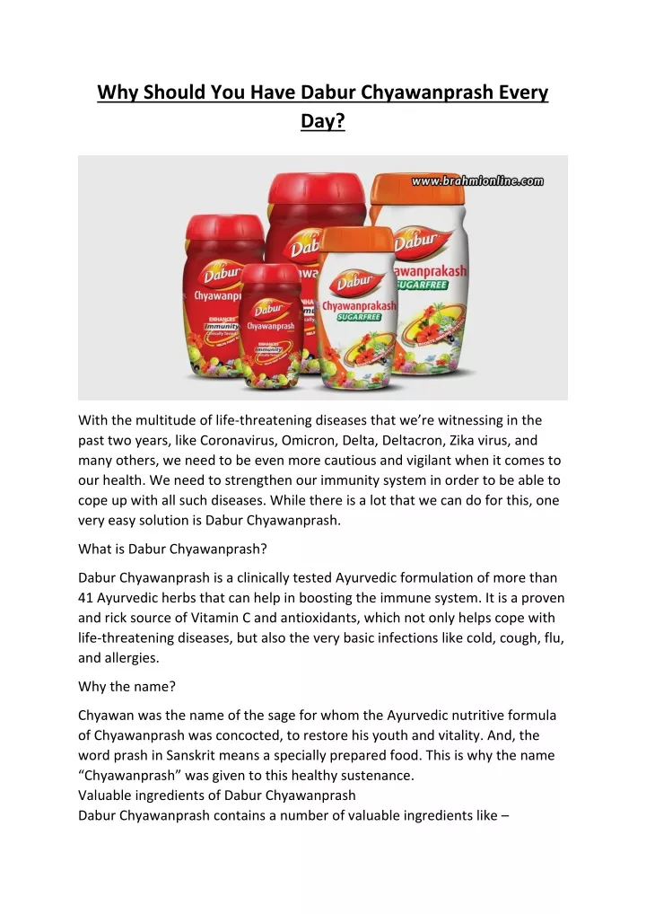 why should you have dabur chyawanprash every day