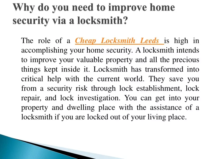 why do you need to improve home security via a locksmith