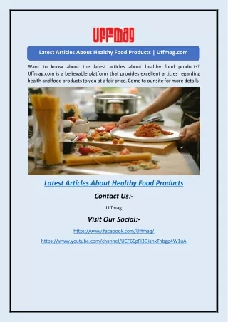 Latest Articles About Healthy Food Products | Uffmag.com