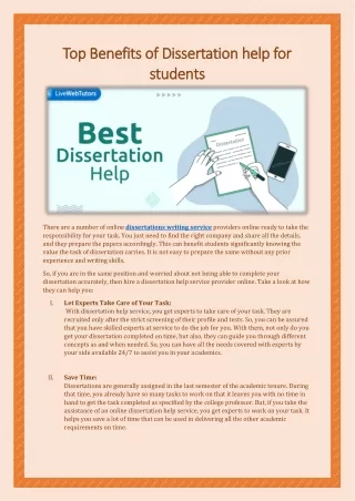 Top Benefits of Dissertation help for students