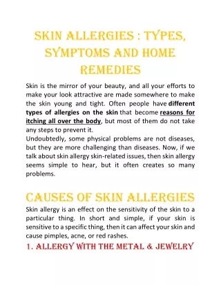 4 Different Types of Skin Allergies
