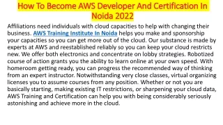 how to become aws developer and certification in noida 2022