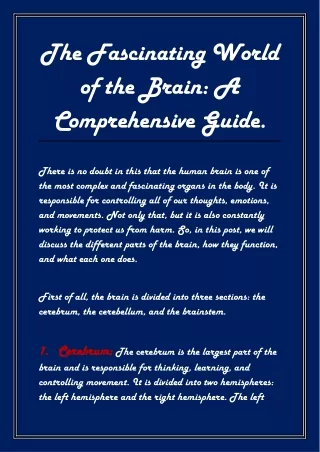the fascinating world of the brain