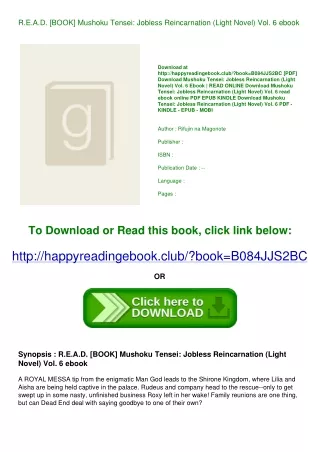 R.E.A.D. [BOOK] Mushoku Tensei Jobless Reincarnation (Light Novel) Vol. 6 ebook