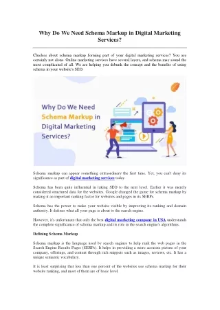 why do we need schema markup in digital marketing