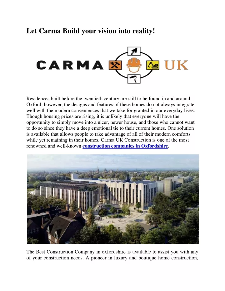 let carma build your vision into reality