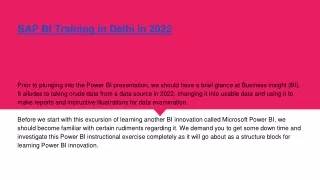 sap bi training in delhi in 2022