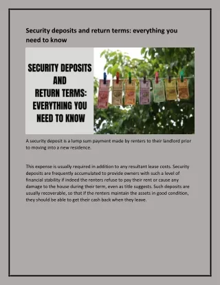 security deposits and return terms everything