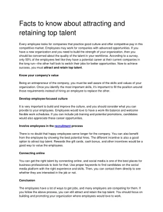 facts to know about attracting and retaining