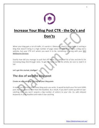 Increase Your Blog Post CTR - the Do's and Don'ts