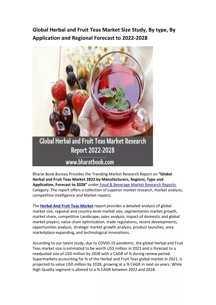 global herbal and fruit teas market size study