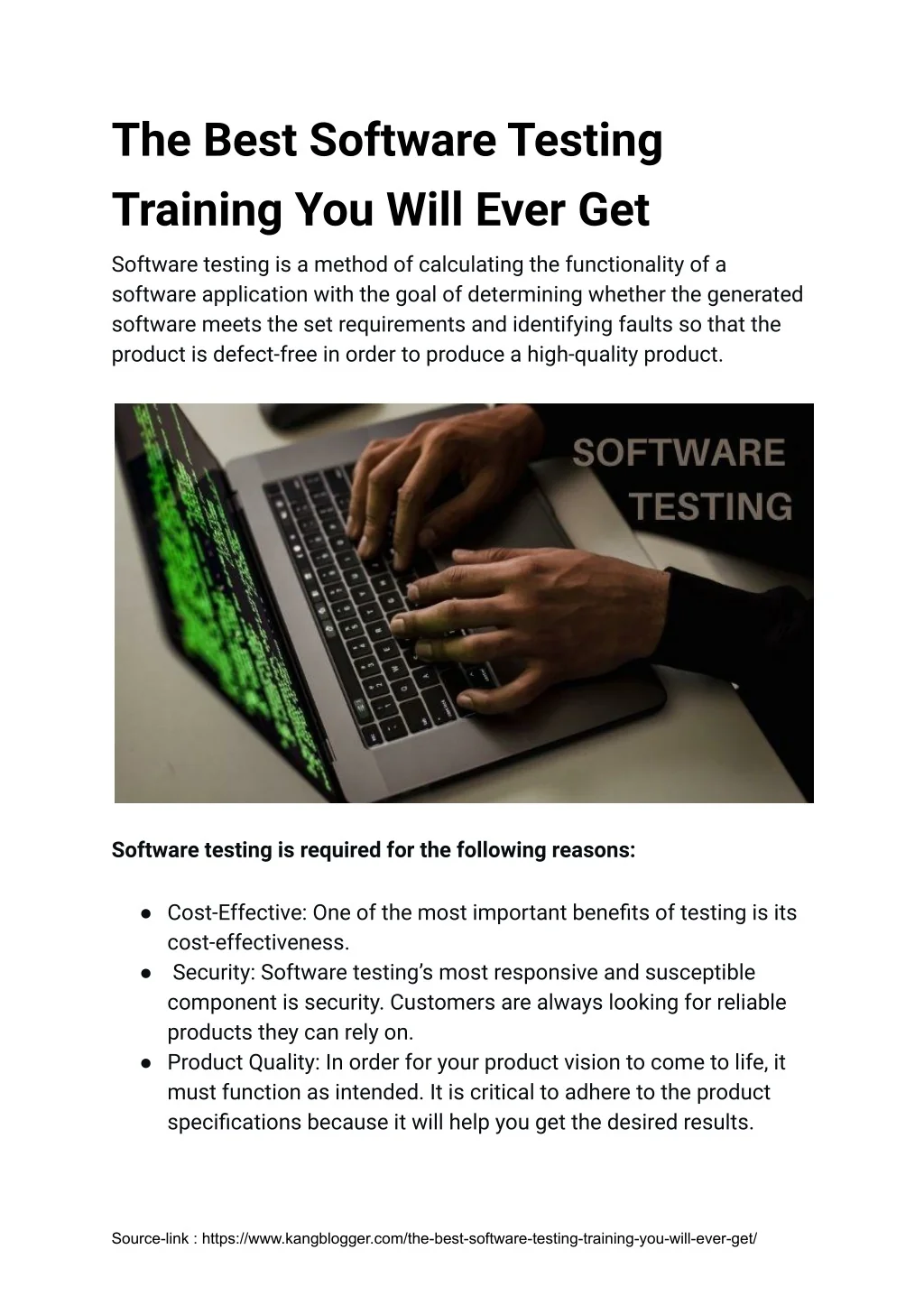 PPT - The Best Software Testing Training You Will Ever Get PowerPoint ...