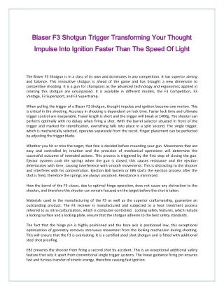 blaser f3 shotgun trigger transforming your