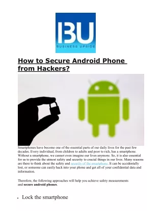 how to secure android phone from hackers