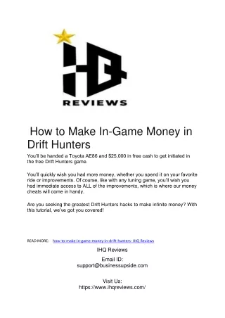 how to make in game money in drift hunters