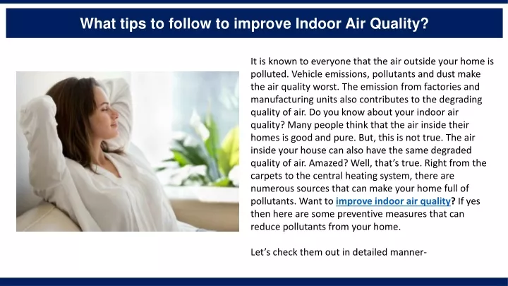 what tips to follow to improve indoor air quality