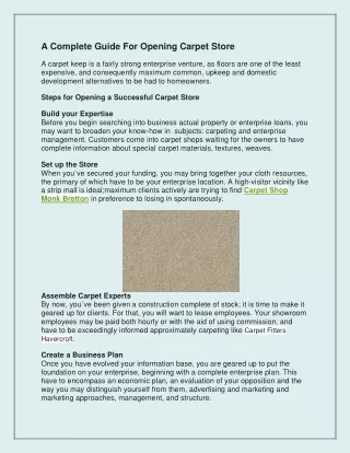 a complete guide for opening carpet store