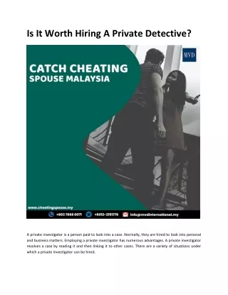 is it worth hiring a private detective