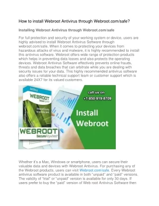 How to install Webroot Antivirus through Webroot.com/safe?