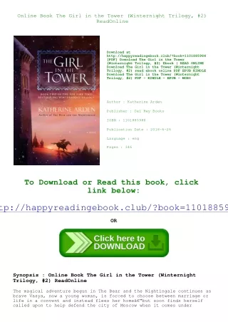 Online Book The Girl in the Tower (Winternight Trilogy  #2) ReadOnline