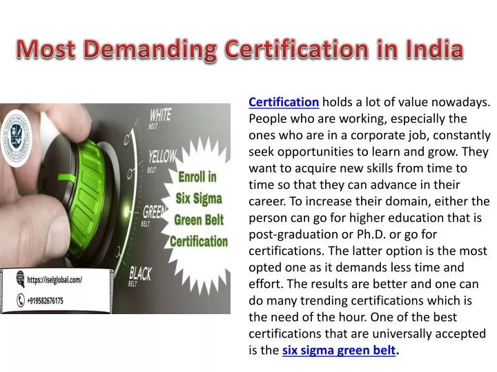most demanding certification in india