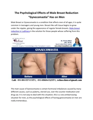 The Psychological Effects of Male Breast Reduction “Gynecomastia” Has on Men