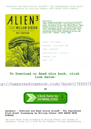 Download and Read online AlienÂ³ The Unproduced First-Draft Screenplay by Willia