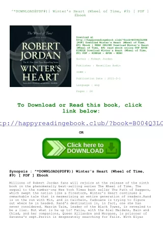 ^*DOWNLOAD@PDF#)} Winter's Heart (Wheel of Time  #9) [ PDF ] Ebook