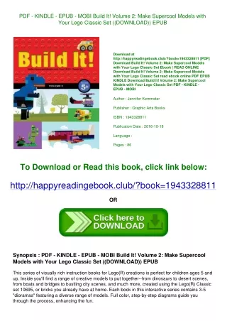 PDF - KINDLE - EPUB - MOBI Build It! Volume 2 Make Supercool Models with Your Le