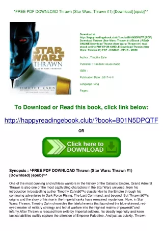 ^FREE PDF DOWNLOAD Thrawn (Star Wars Thrawn #1) [Download] [epub]^^