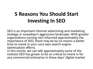 5 Reasons You Should Start Investing In SEO