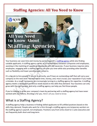 Staffing Agencies All You Need to Know