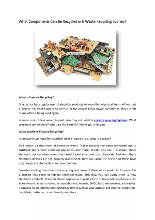 e waste recycling sydney