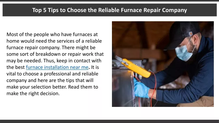 top 5 tips to choose the reliable furnace repair