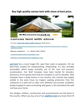 buy high quality canvas tent with stove at best