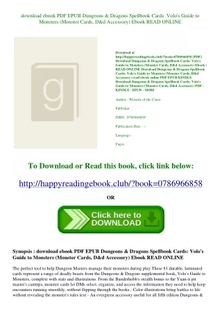 download ebook PDF EPUB Dungeons &amp; Dragons Spellbook Cards Volo's Guide to M