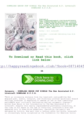 DOWNLOAD EBOOK PDF KINDLE The New Annotated H.P. Lovecraft DOWNLOAD E.P.U.B.