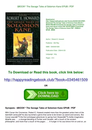 $BOOK^ The Savage Tales of Solomon Kane EPUB / PDF