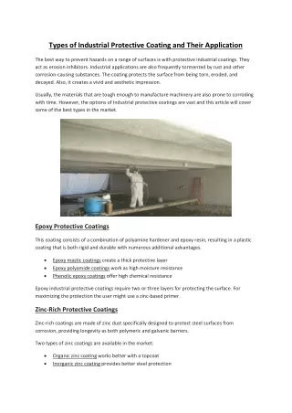 Types of Industrial Protective Coating and Their Application
