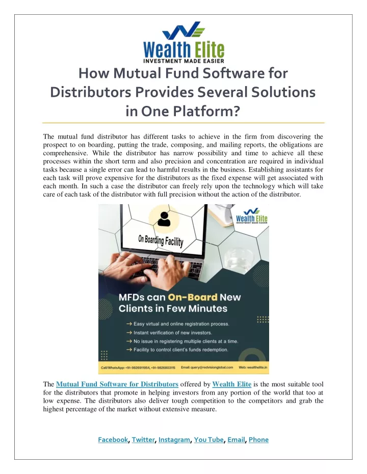 how mutual fund software for distributors