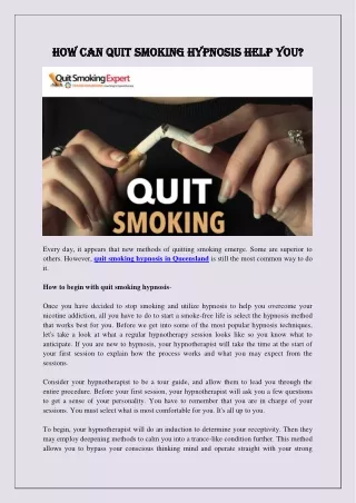 How Can Quit Smoking Hypnosis Help You
